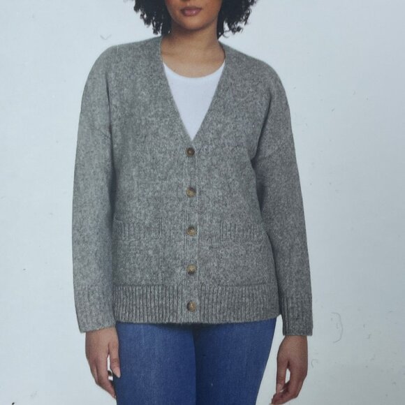 NEW Ella Moss Sweater Button-Up Cardigan Womens Large Soft Gray Cozy Knit a1287 - Picture 1 of 8